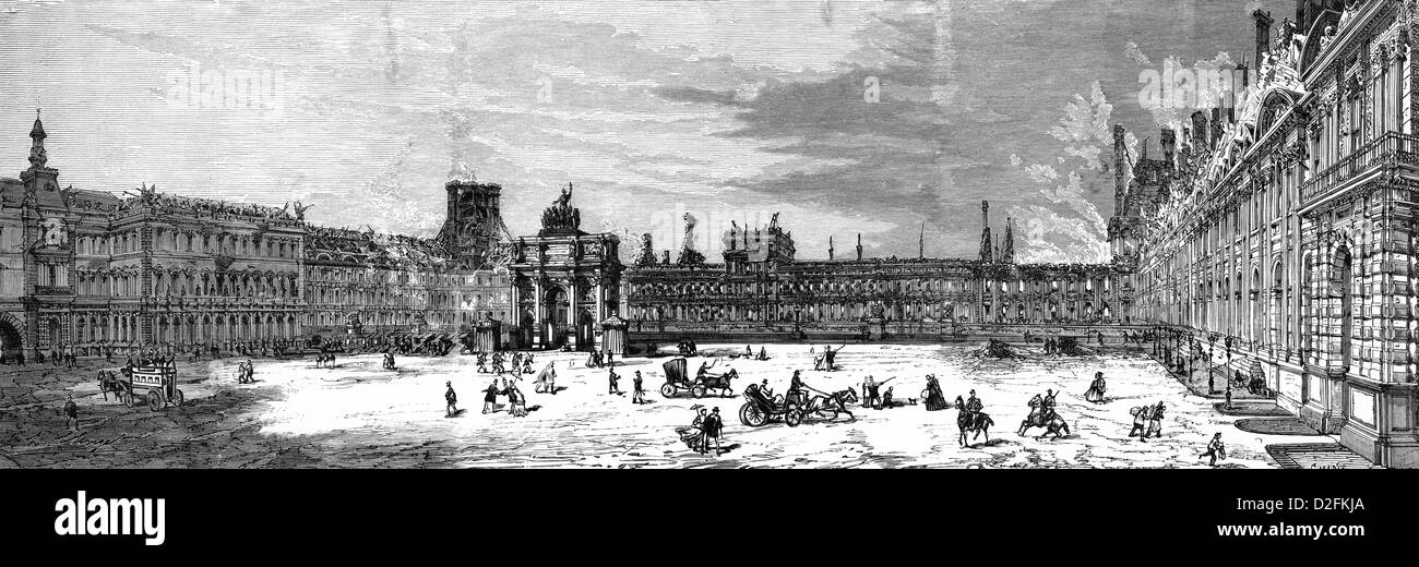 L'incendie des Tuileries, du Palais Royal à Paris, Commune de Paris ou la Commune de Paris, 1871, Paris, France, Europe Banque D'Images