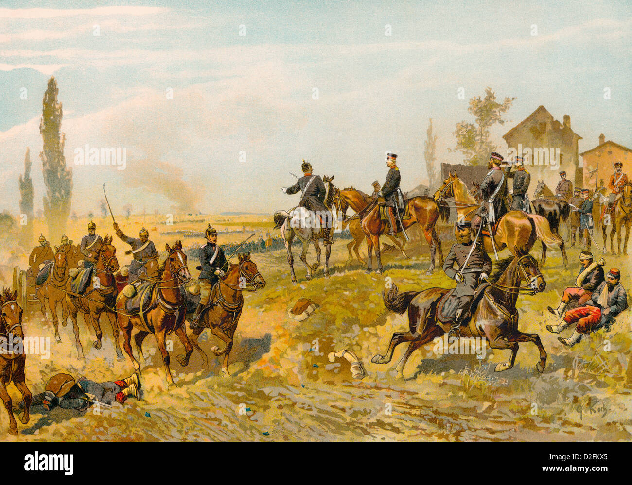 Bataille de Gravelotte ou Bataille de Saint-Privat, troisième bataille d'Metzbei le 6 août 1870, Guerre franco-prussienne ou guerre franco-allemande, 1870-1871, entre Banque D'Images