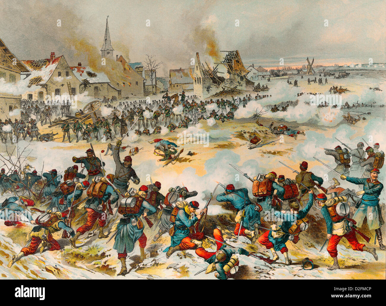 Bataille de Bapaume le 3 janvier 1871, Guerre franco-prussienne ou guerre franco-allemande, 1870-1871, Banque D'Images