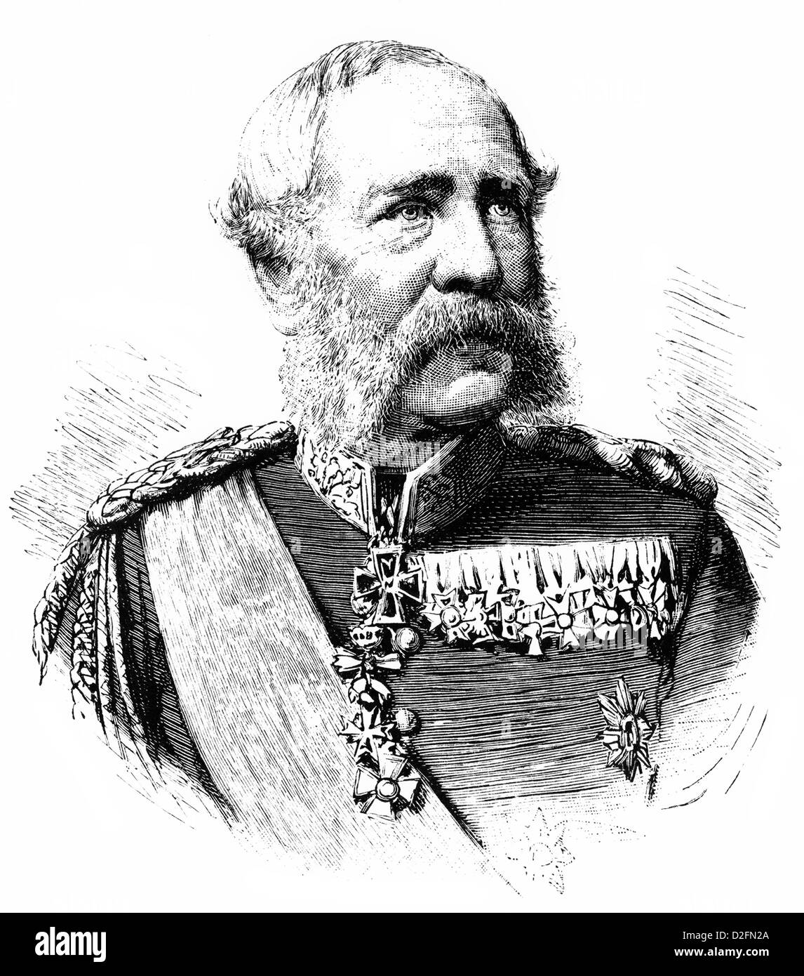 Dessin historique, portrait d'Albert de Saxe, 1828-1902, roi de Saxe, maison de Wettin Banque D'Images