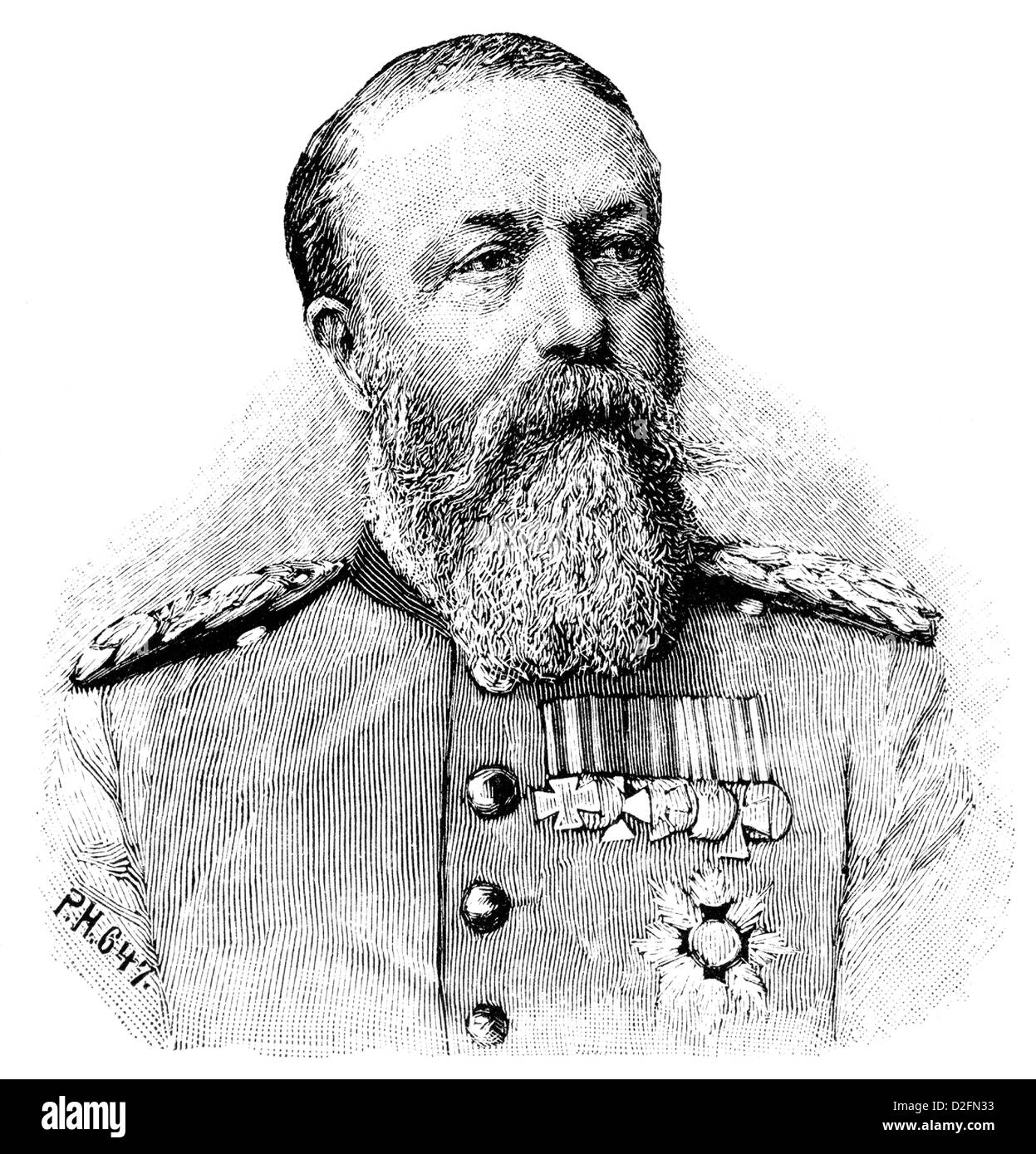 Dessin historique, portrait de Grandduc Frédéric I de Bade, 18261907