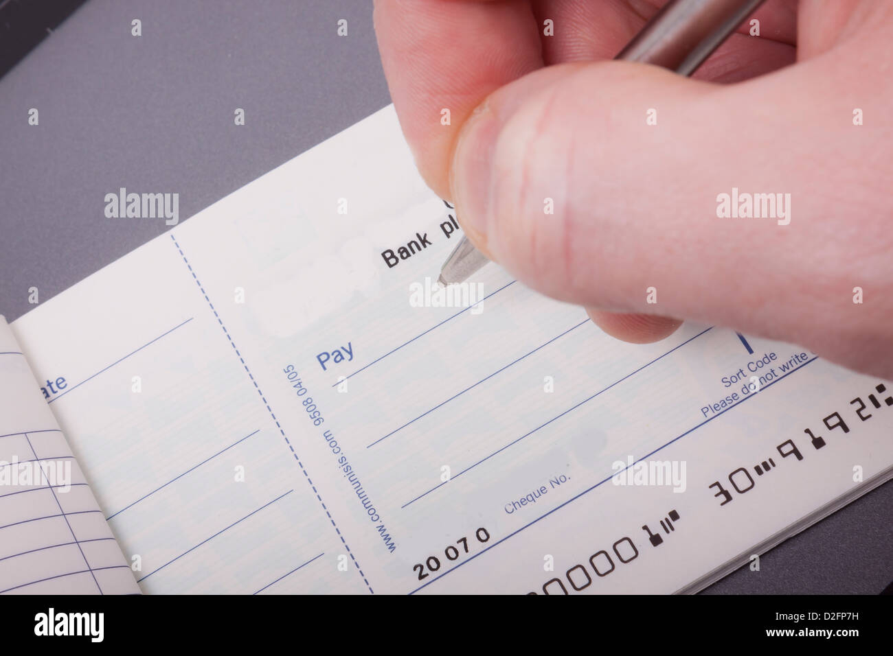 Carnet de chèques et pen Banque D'Images