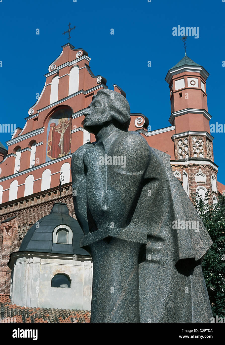 Bernard Adam Mickiewicz ((1798-1855) . Polish national, poète, essayiste et écrivain politique. Statue. Vilnius. La Lituanie. Banque D'Images