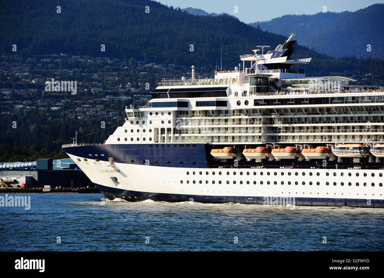 Celebrity Millennium de quitter Vancouver. Banque D'Images