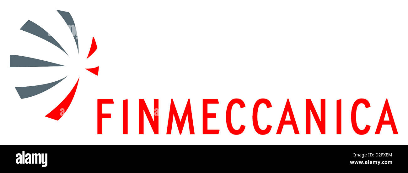 Logo d'entreprise de groupe industriel italien Finmeccanica avec le siège à Rome. Banque D'Images