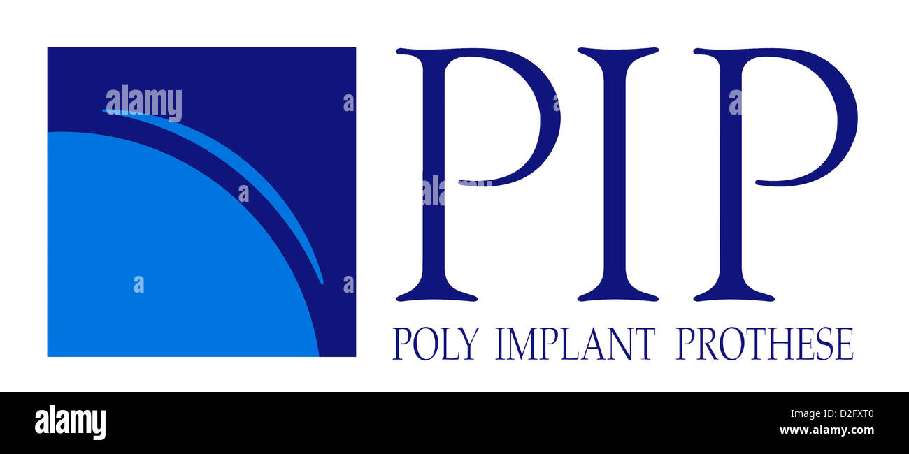 Logo de la société d'ingénierie médicale française prothèses Implants Poly PIP. Banque D'Images