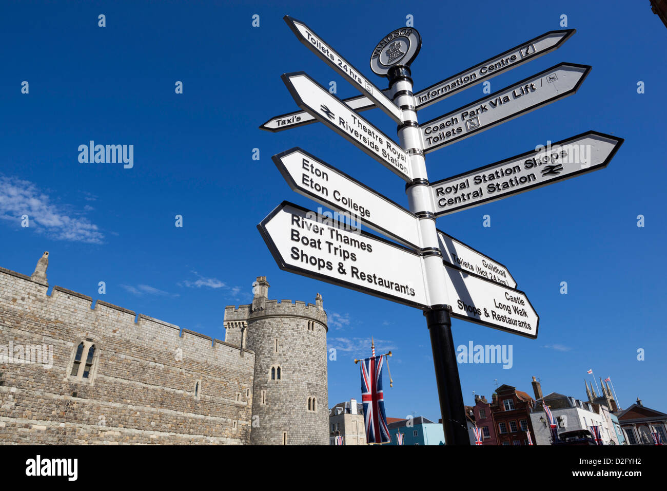 Panneau touristique à l'extérieur du château de Windsor Banque D'Images