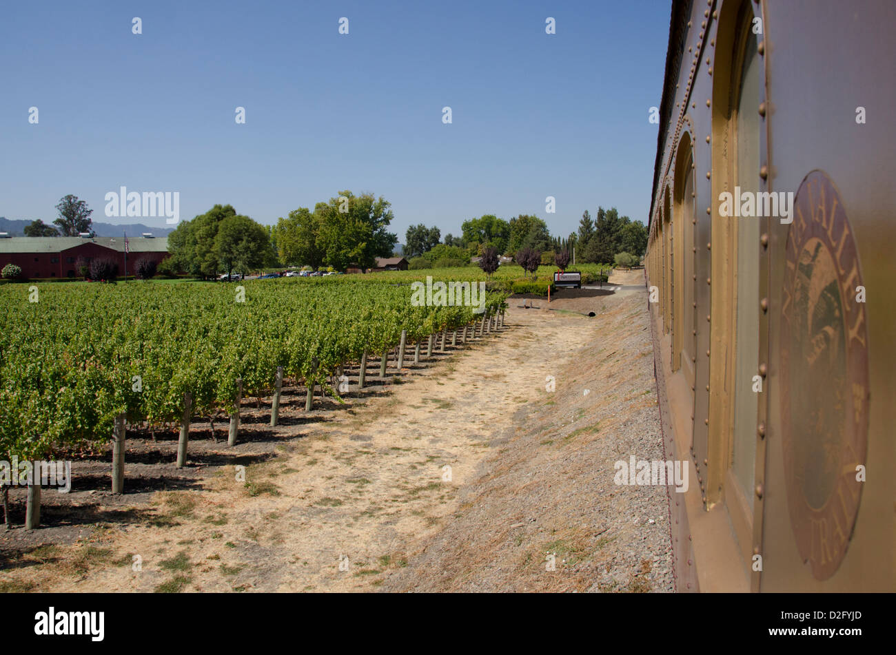 La Californie, Napa Valley Wine Train. Vue sur le vignoble de La Vallée de Sonoma Wine Train historique. Banque D'Images