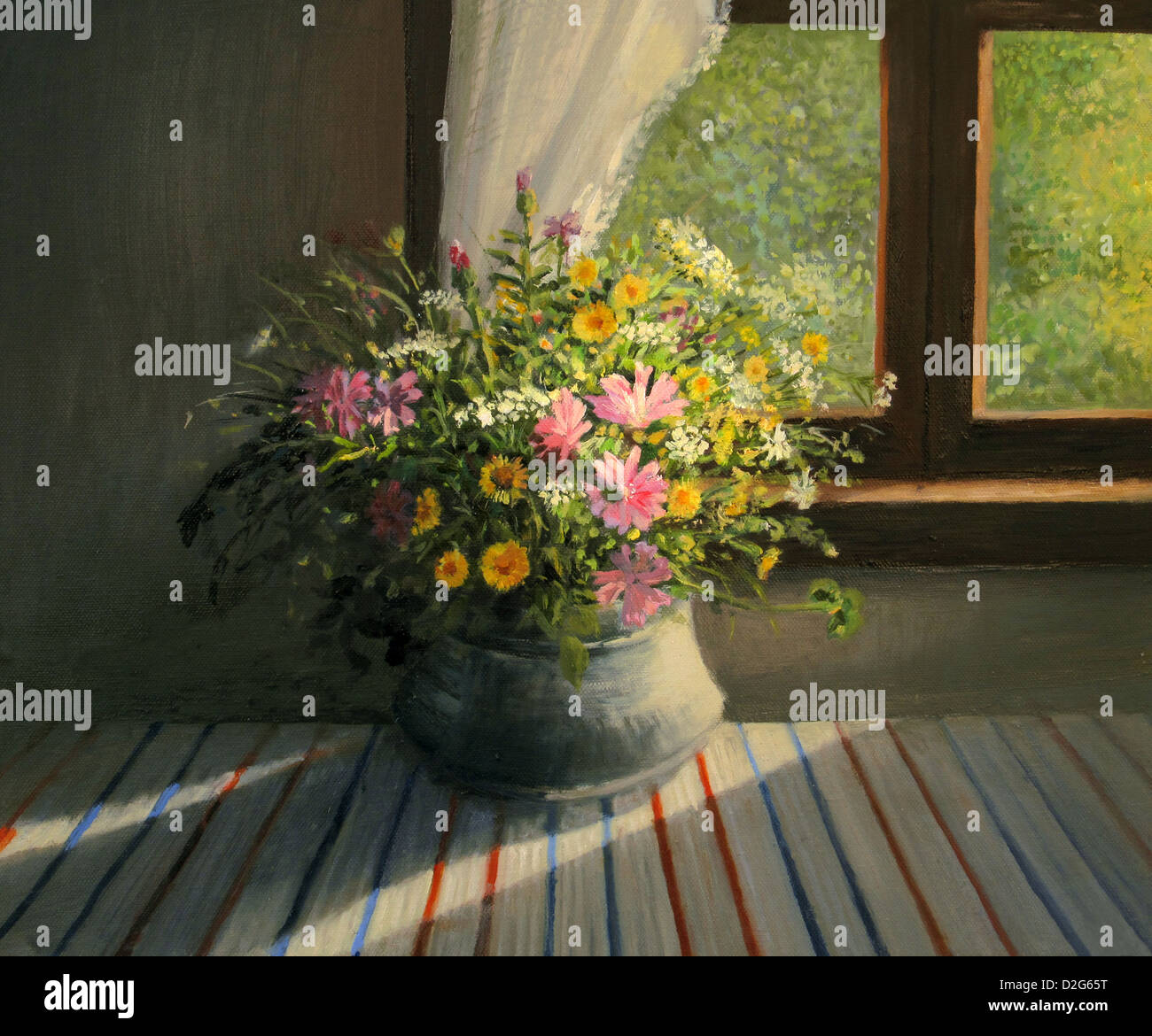 Une Peinture à Lhuile Sur Toile Dun Bouquet De Fleurs Des