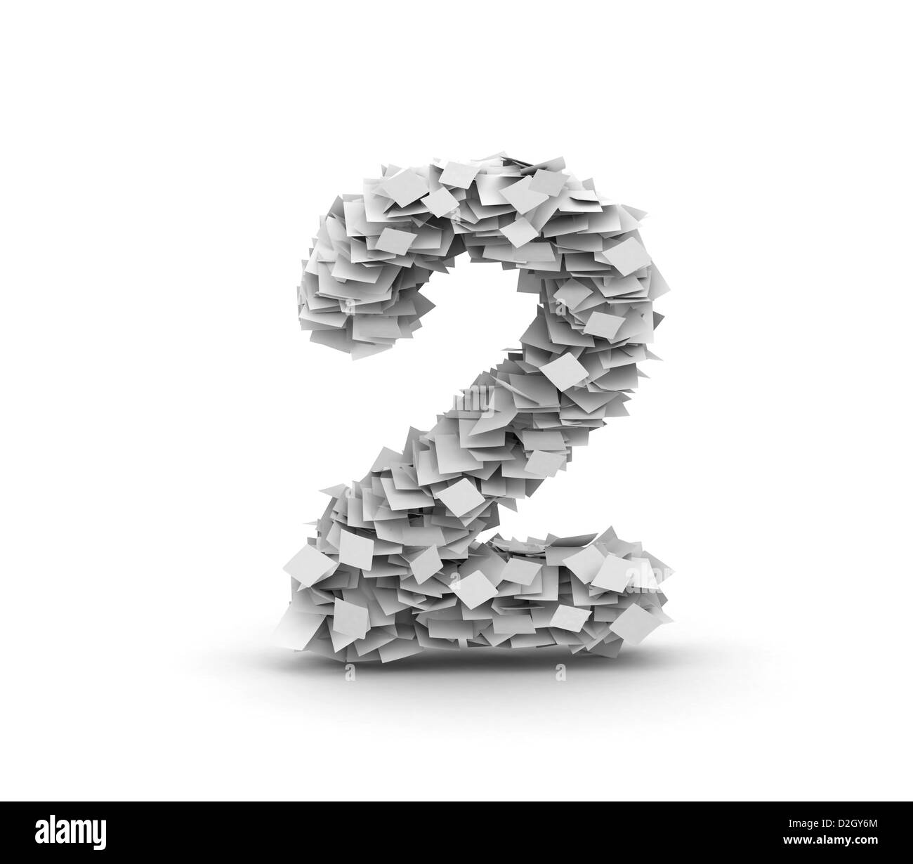 Symbole du numéro 2, l'alphabet de piles de papier Banque D'Images