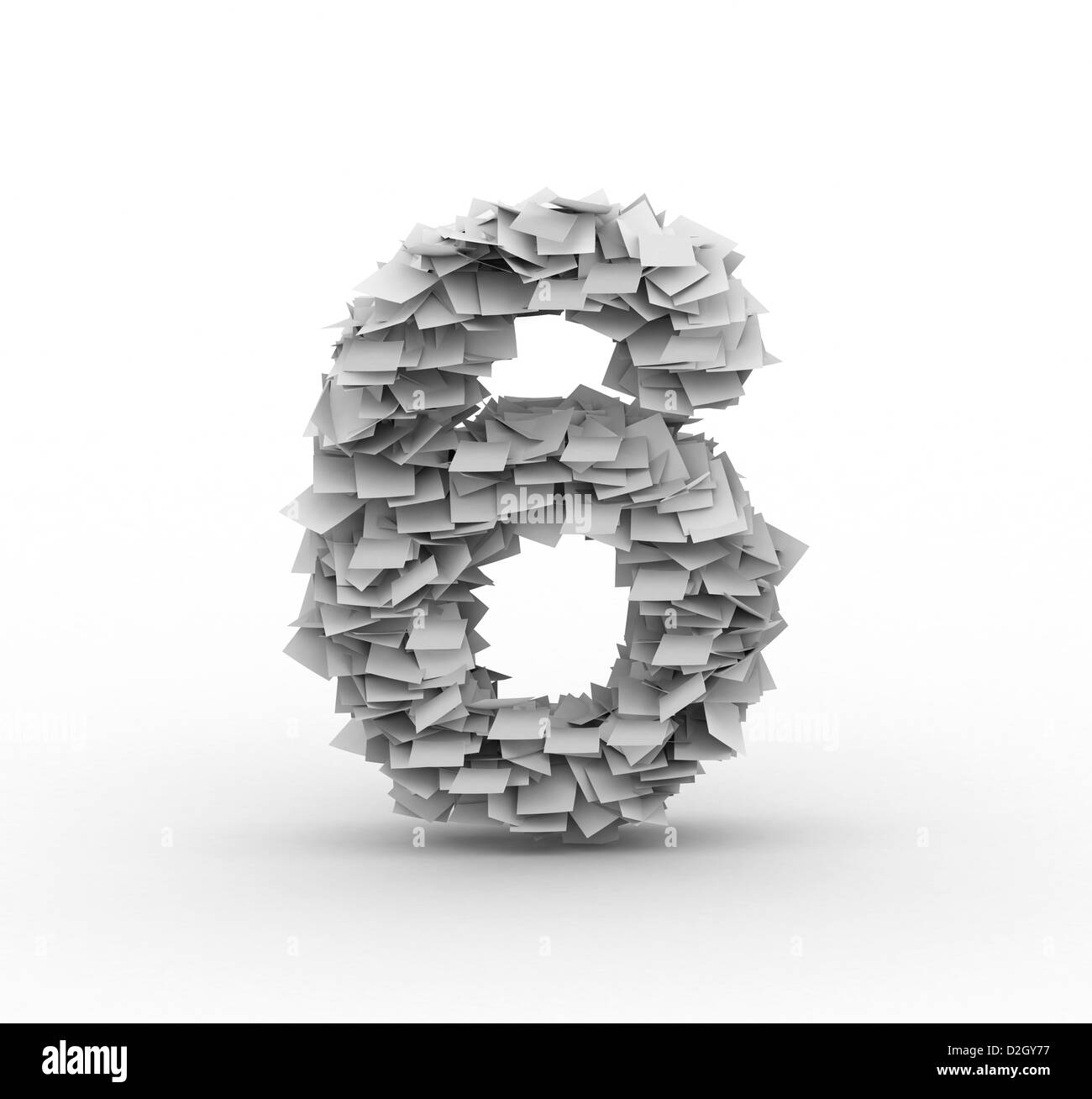Symbole du numéro 6, l'alphabet des piles de papier Banque D'Images