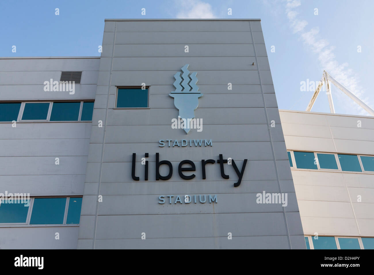 Vue générale du stade Liberty logo dans Swansea, Pays de Galles. Banque D'Images