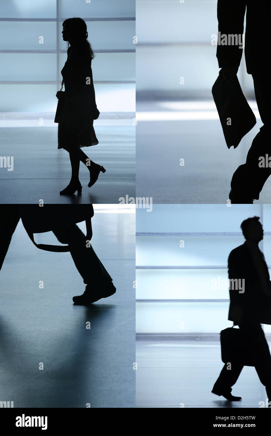 Berlin, Allemagne, des silhouettes de personnes sur le chemin du travail Banque D'Images