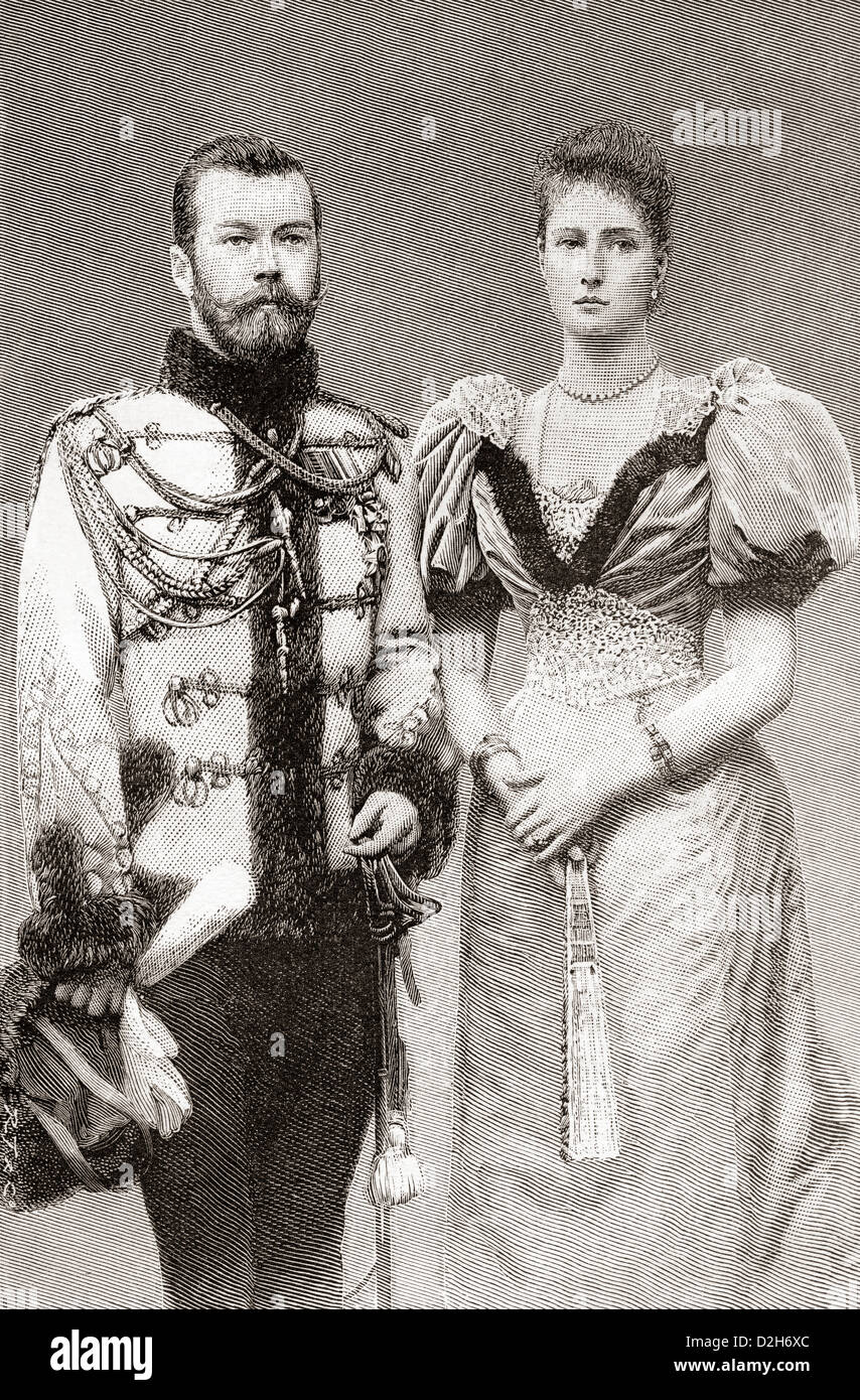 Nicolas II, 1868 - 1918. Dernier Empereur de Russie avec son épouse Alexandra Feodorovna, 1872 - 1918. Banque D'Images