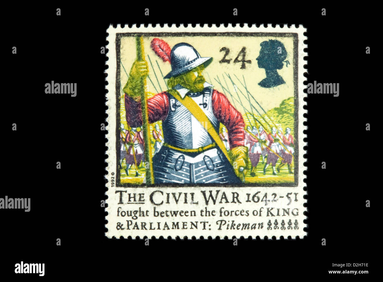 English Civil War, 1642-1651 sur un timbre-poste pour le 350e anniversaire, 1992, UK stamps Banque D'Images