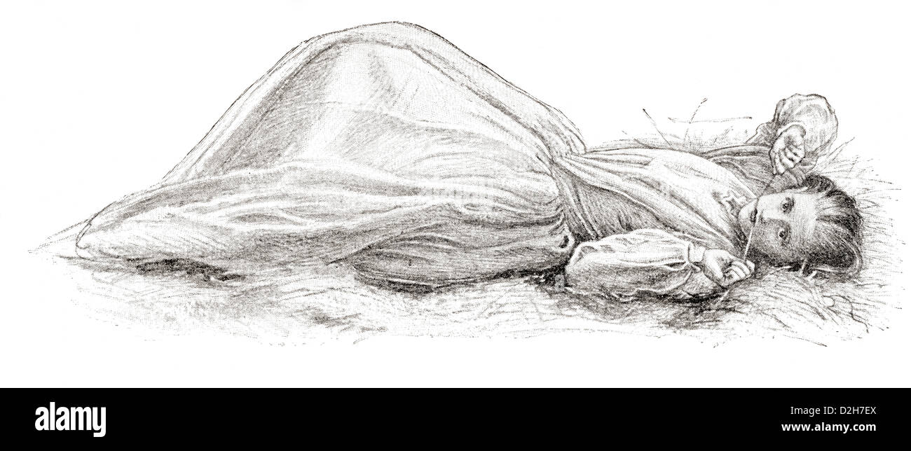 Étude pour la peinture 'Apple Blossoms" aussi connu comme "le printemps" par Sir John Everett Millais. Banque D'Images