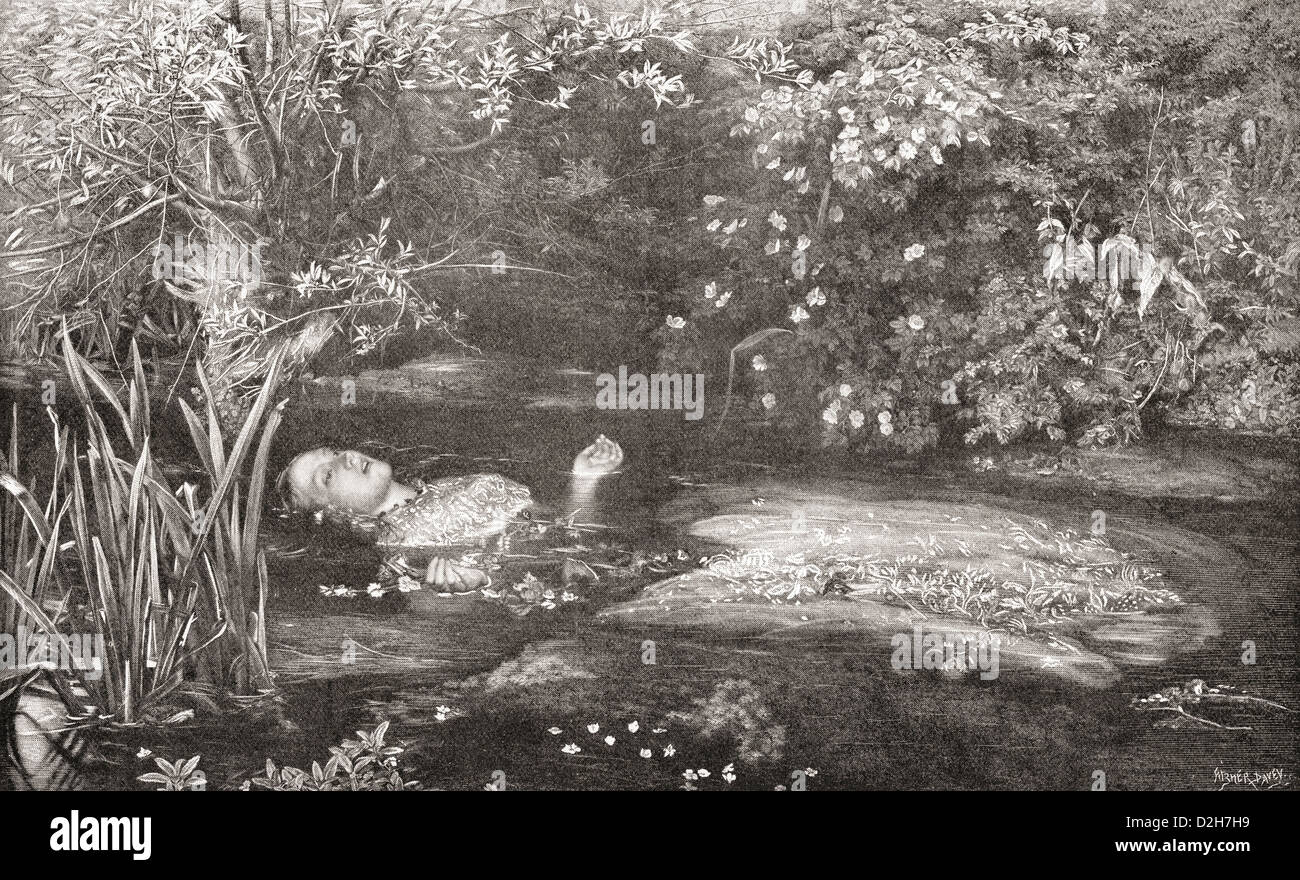 Ophélie. Après le tableau par Sir John Everett Millais. Elizabeth Siddal était le modèle. Banque D'Images