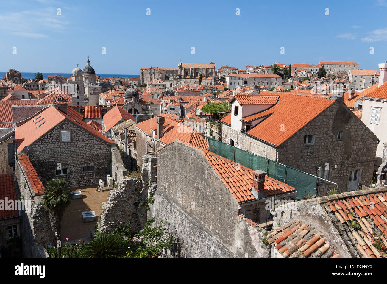 Elk192-3345 Croatie, Dubrovnik, ville et maisons des murs Banque D'Images