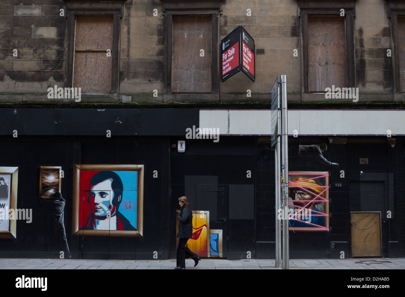 Poète écossais Robert Burns, représentés dans des peintures dans les rues de Glasgow, Ecosse. Banque D'Images