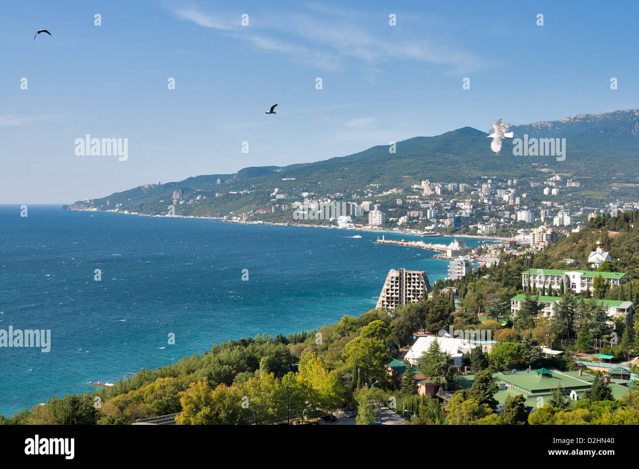 La baie de Yalta. La mer Noire, en Crimée, Ukraine. Banque D'Images