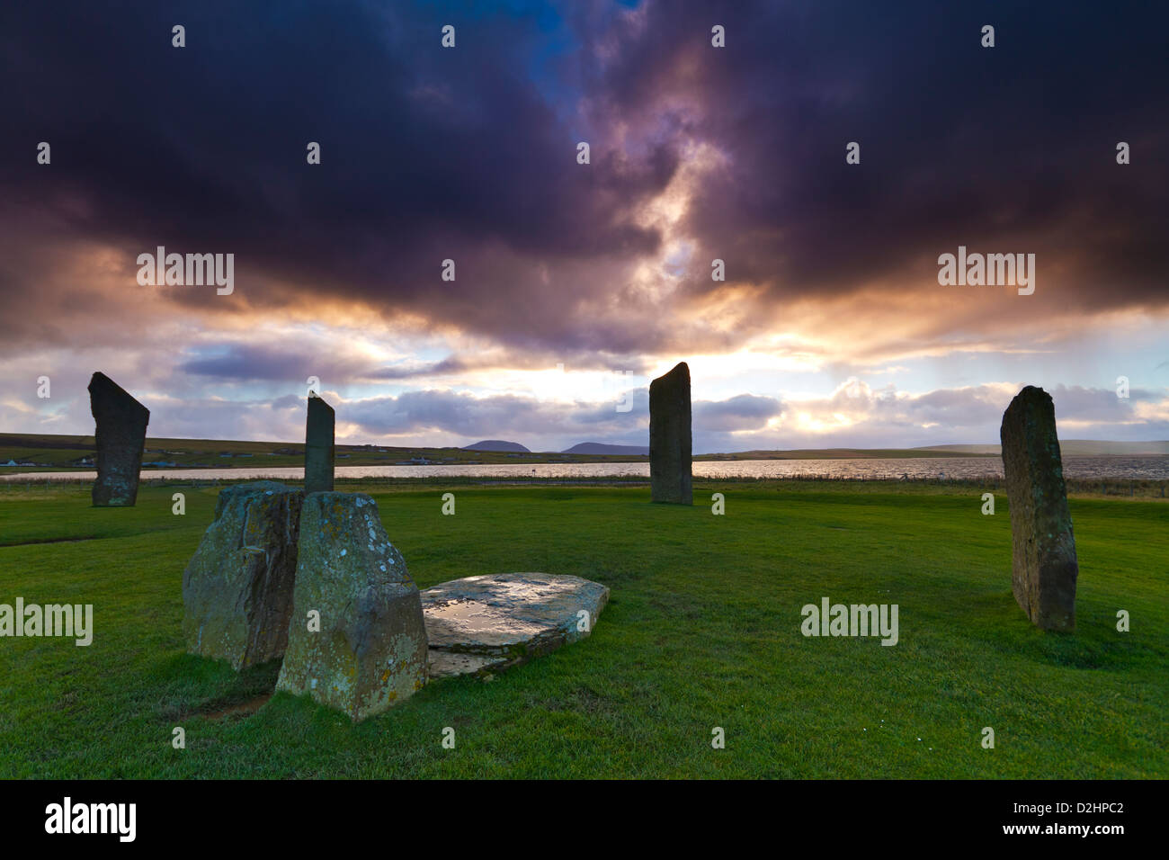 Pierres néolithiques de Stenness, îles Orkney Banque D'Images