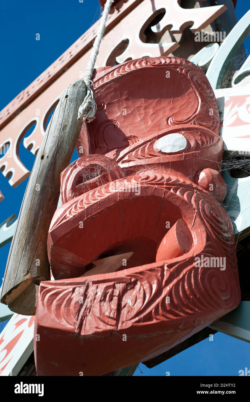 Art Maori, Kaikoura, île du Sud, Nouvelle-Zélande Banque D'Images