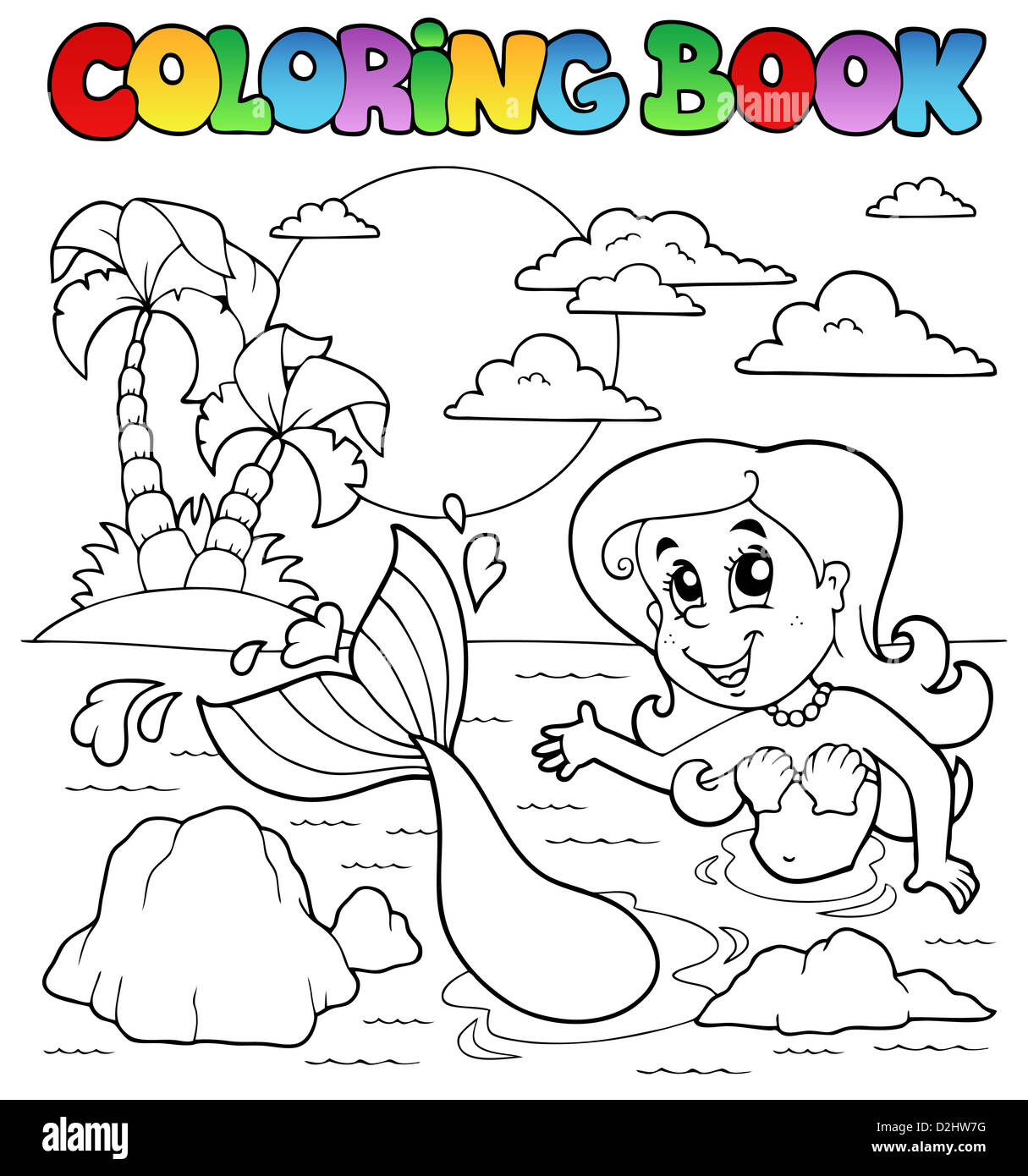 Livre de coloriage et de l'océan - Mermaid 2 photo illustration. Banque D'Images