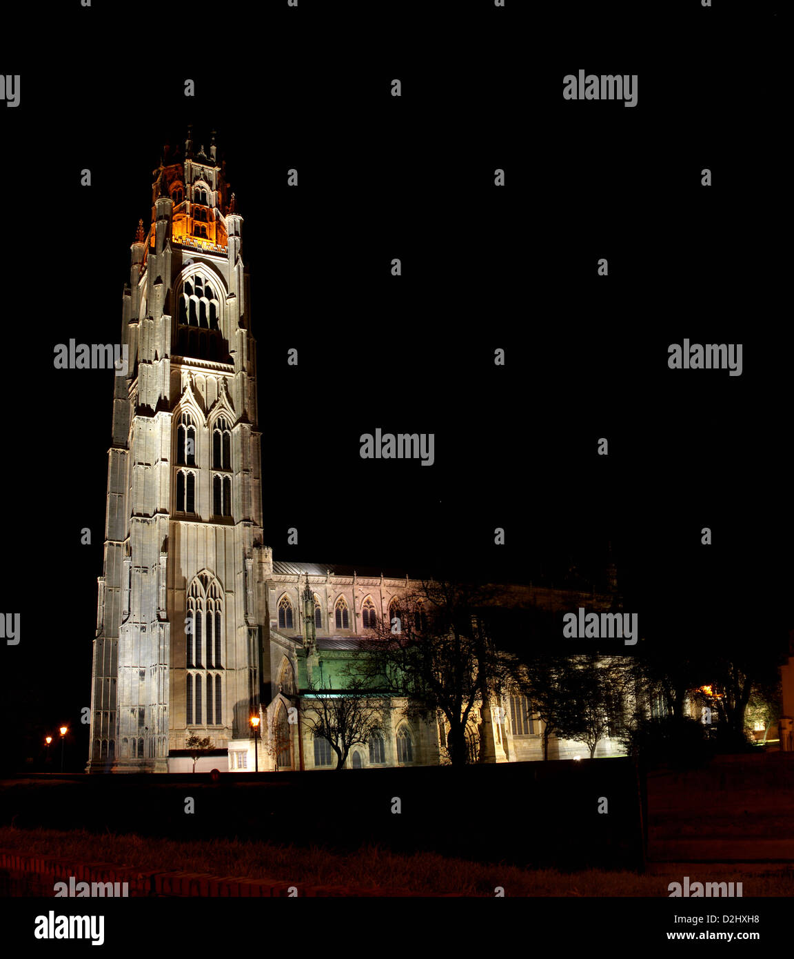 Boston Stump la nuit, Eglise St Botolph, Boston, UK Banque D'Images