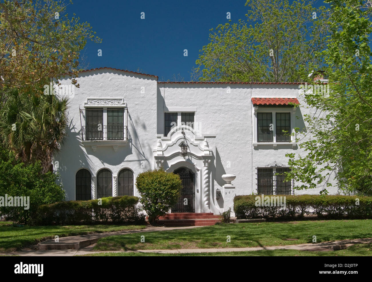 Thomas et Kathryn O'Connor, maison style colonial revival espagnol (1927), le quartier historique à proximité du centre de Victoria, Texas, États-Unis Banque D'Images