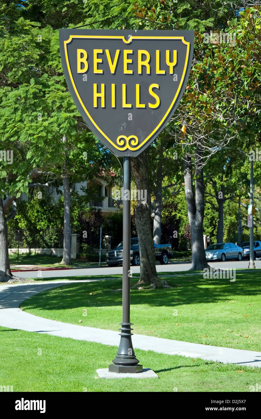 Beverly Hills Los Angeles sign in close-up view Banque D'Images