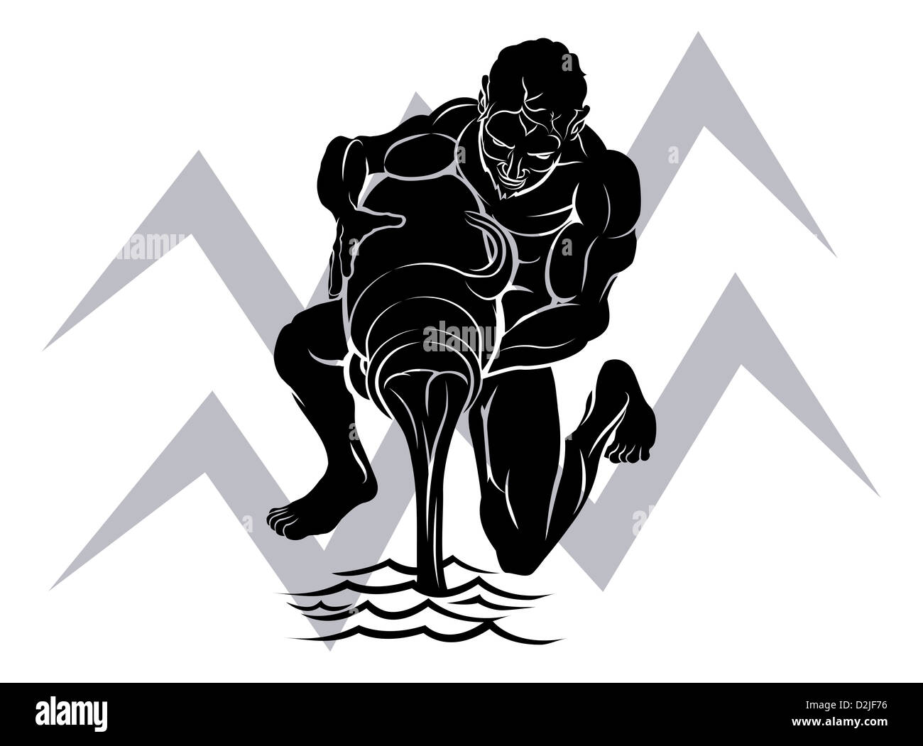 Illustration du Verseau le porteur d'eau ou de l'opérateur de signe astrologie Horoscope zodiaque Banque D'Images