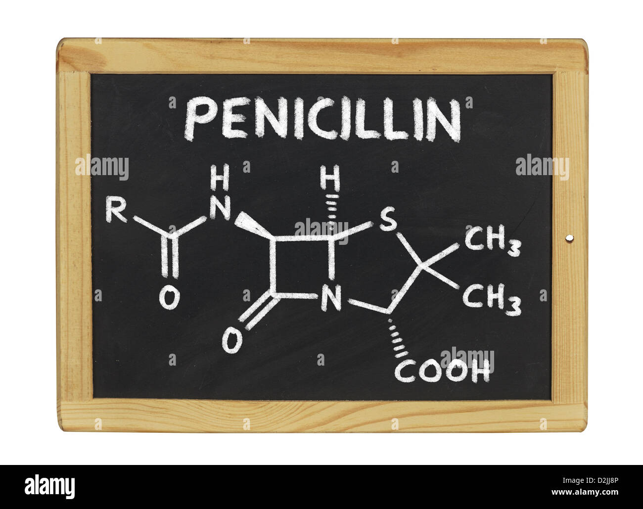 Formule chimique de la pénicilline sur un tableau noir Banque D'Images