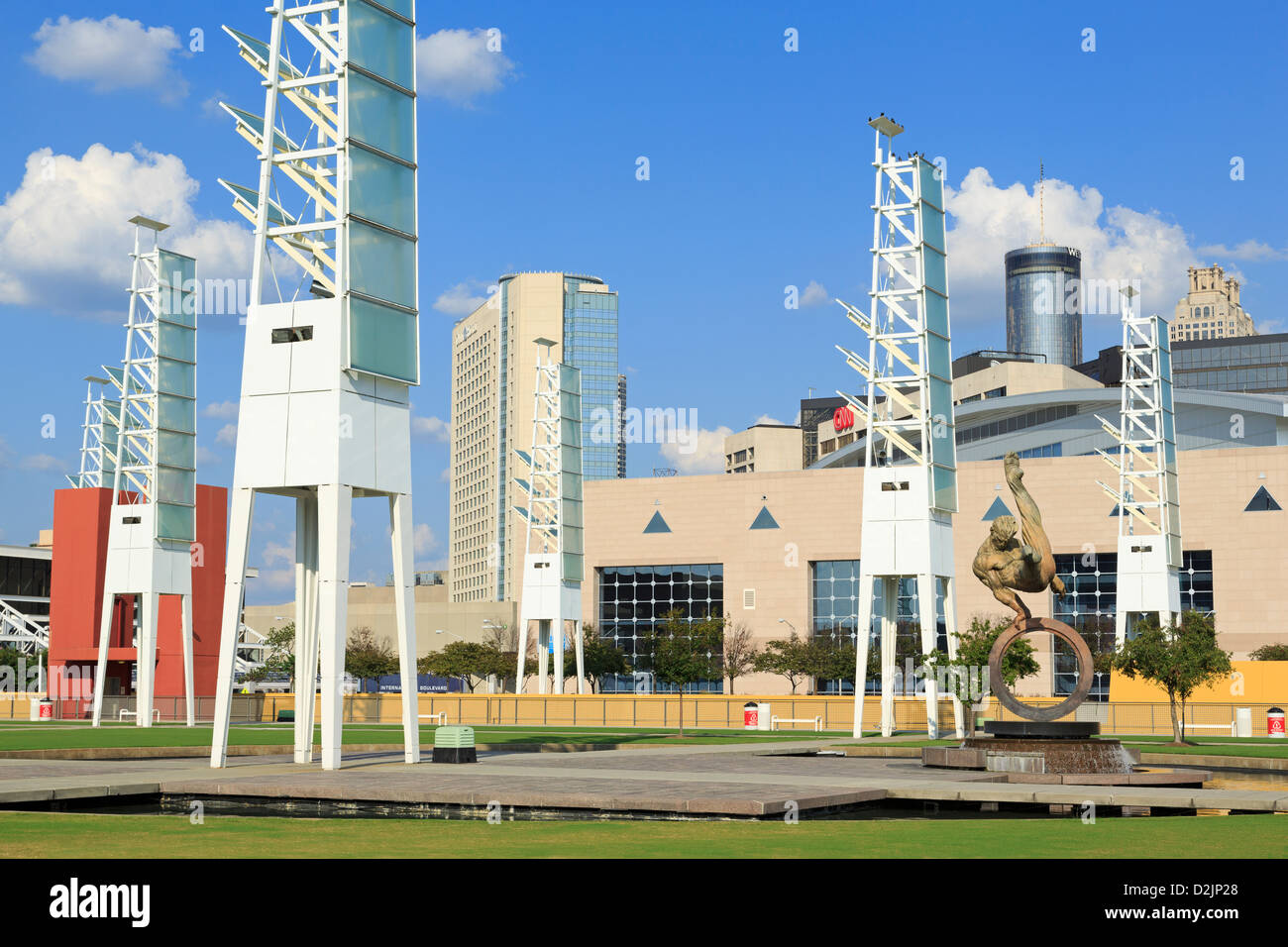 Flair à travers l'Amérique sculpture de Richard MacDonald,Georgia World Congress Center, Atlanta, Georgia, USA Banque D'Images