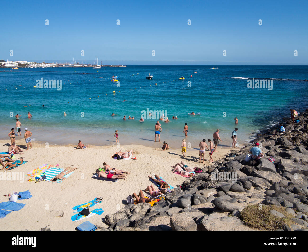 La plage de Playa Dorada, Playa Blanca, Lanzarote Banque D'Images