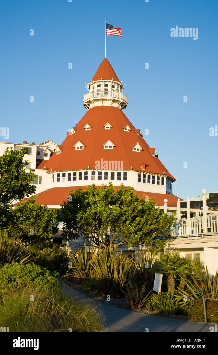 L'Hotel del Coronado est un ressort et site historique national de Coronado Island, près de San Diego, en Californie. Banque D'Images