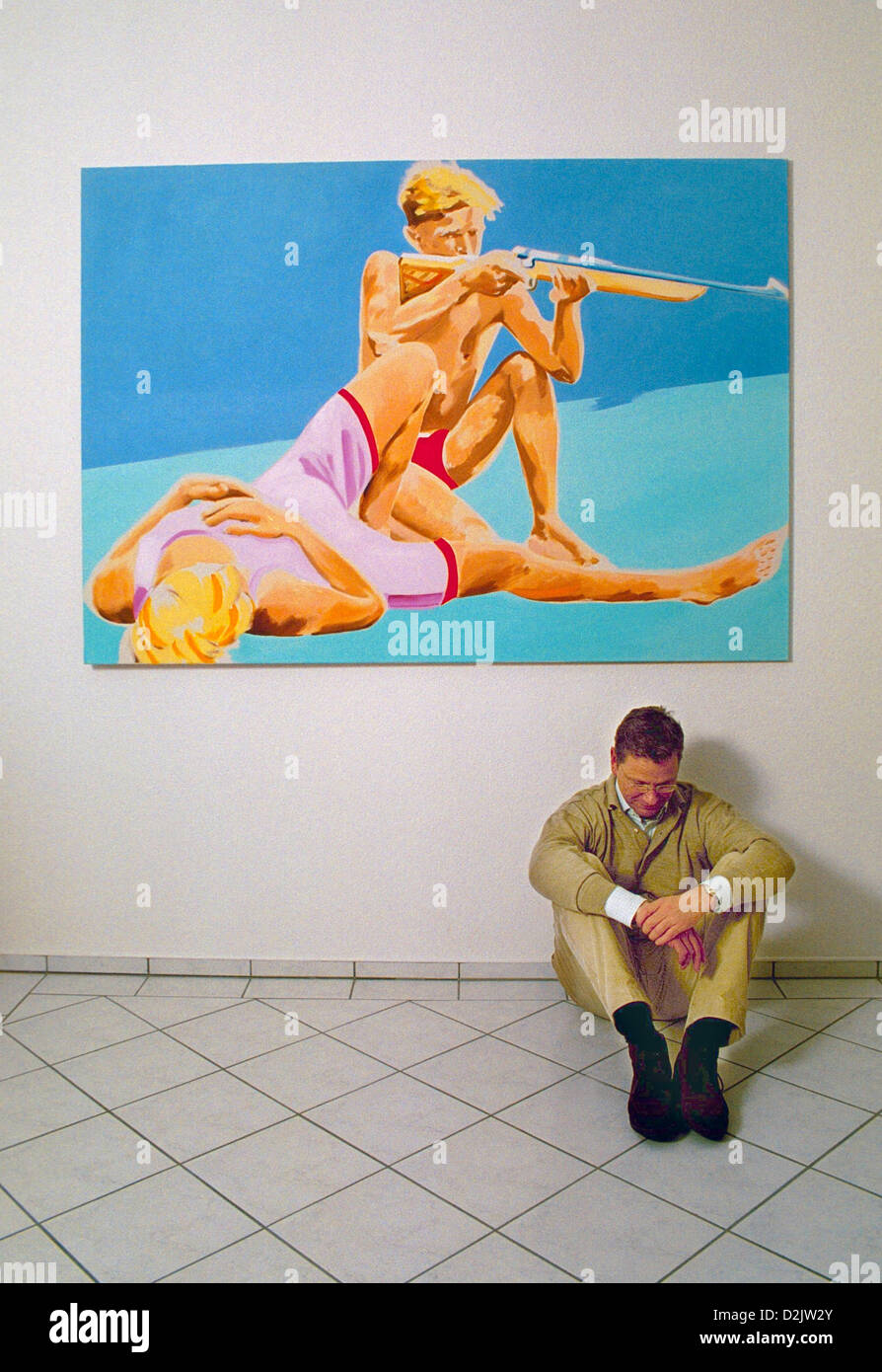 Berlin, Allemagne, Guido Westerwelle, en face d'une peinture par Norbert Bisky Banque D'Images