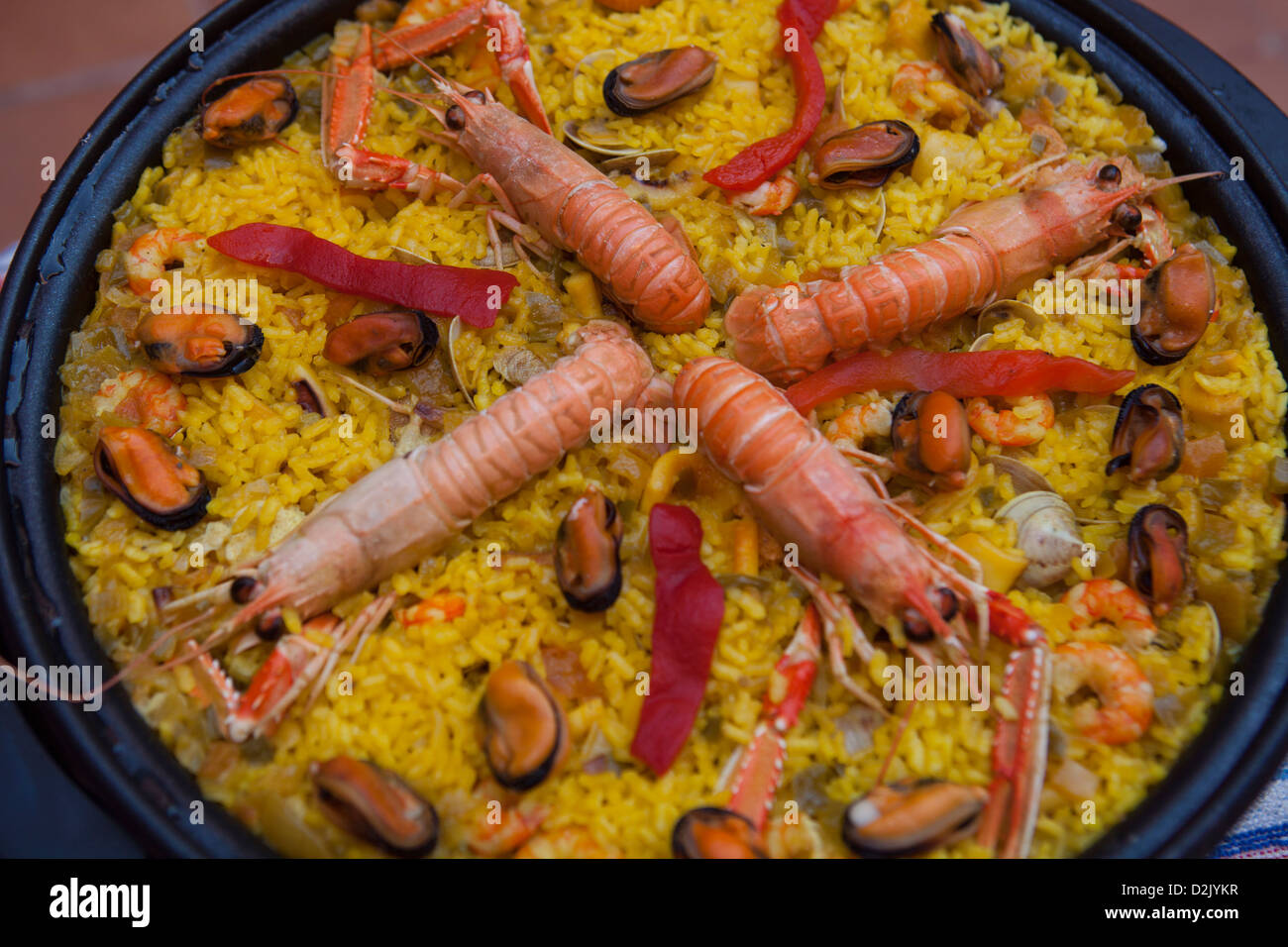 Alimentation, gastronomie, paella, riz, fruits de mer, poissons