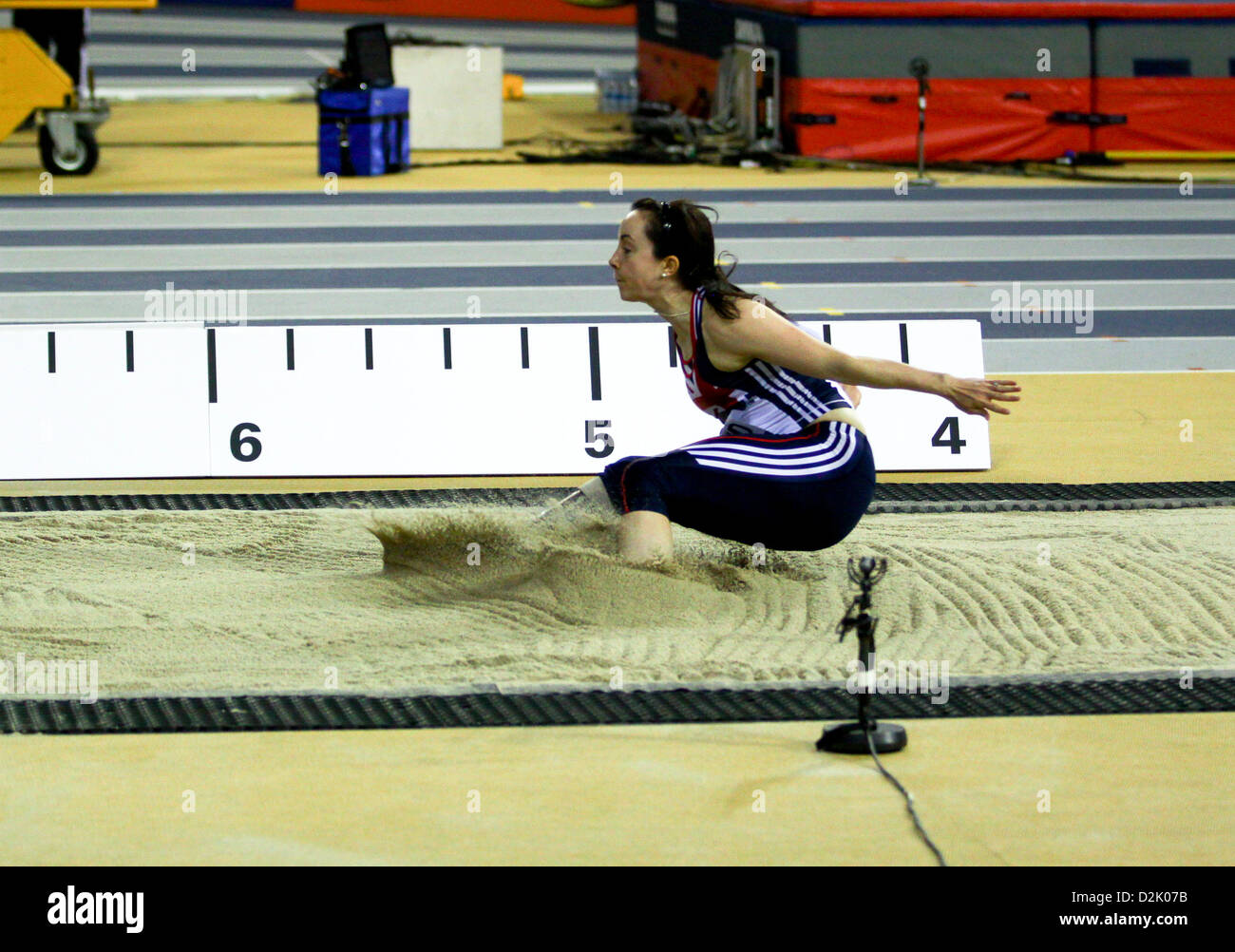 Glasgow, Royaume-Uni. 26 janvier, 2013. Stefanie Reid vainqueur 1er saut en longueur femmes F44/46 Grande-bretagne & N.I. - À l'Athlétisme britannique Glasgow International Match Unis Arena Banque D'Images