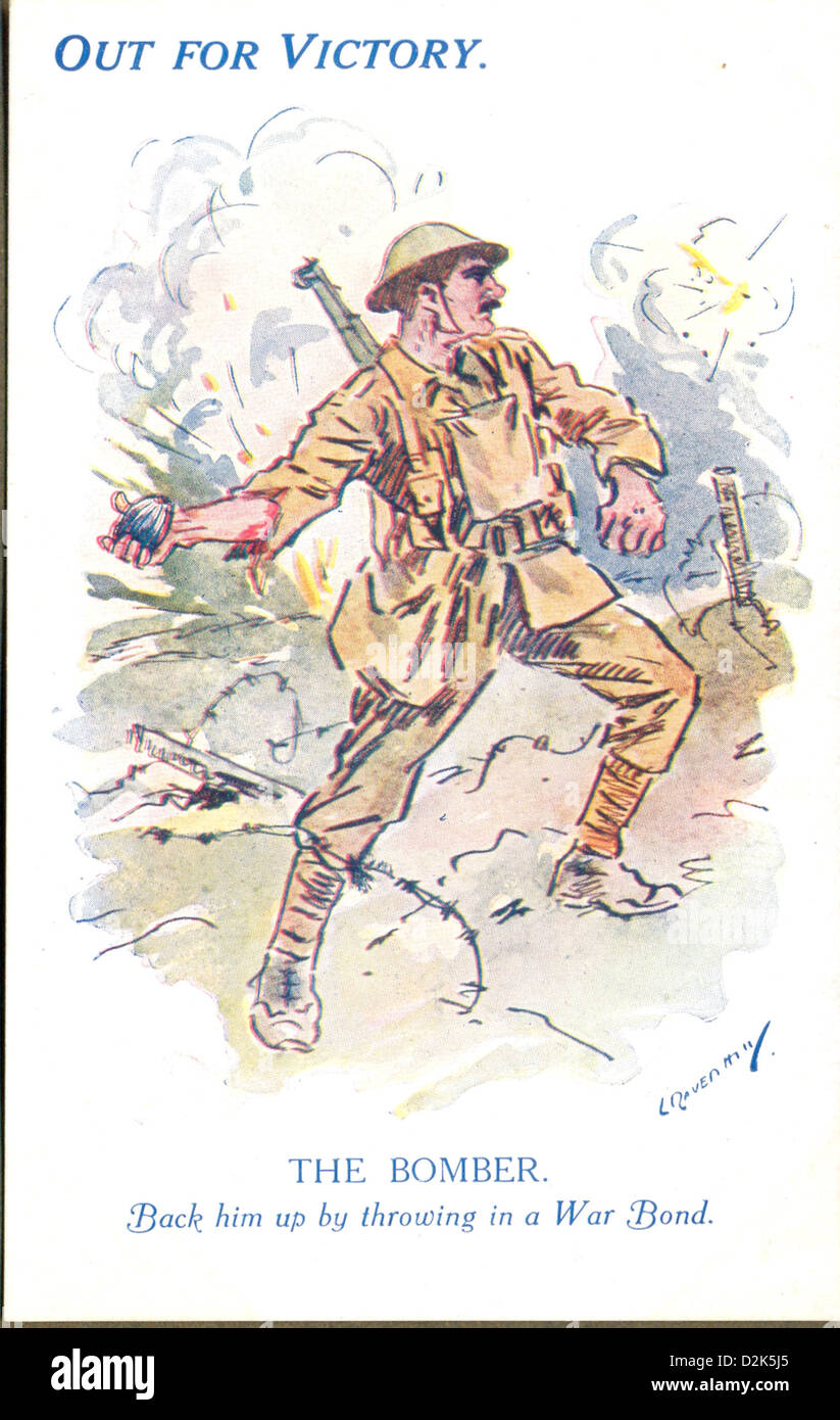 La Première Guerre mondiale carte postale en dehors de la victoire par l'artiste série Raven-Hill dans Out for Victory series Banque D'Images