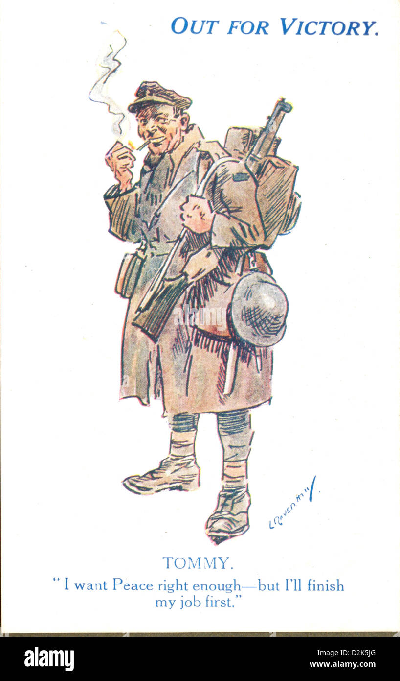 La Première Guerre mondiale carte postale en dehors de la victoire par l'artiste série Raven-Hill hors série pour la victoire Banque D'Images