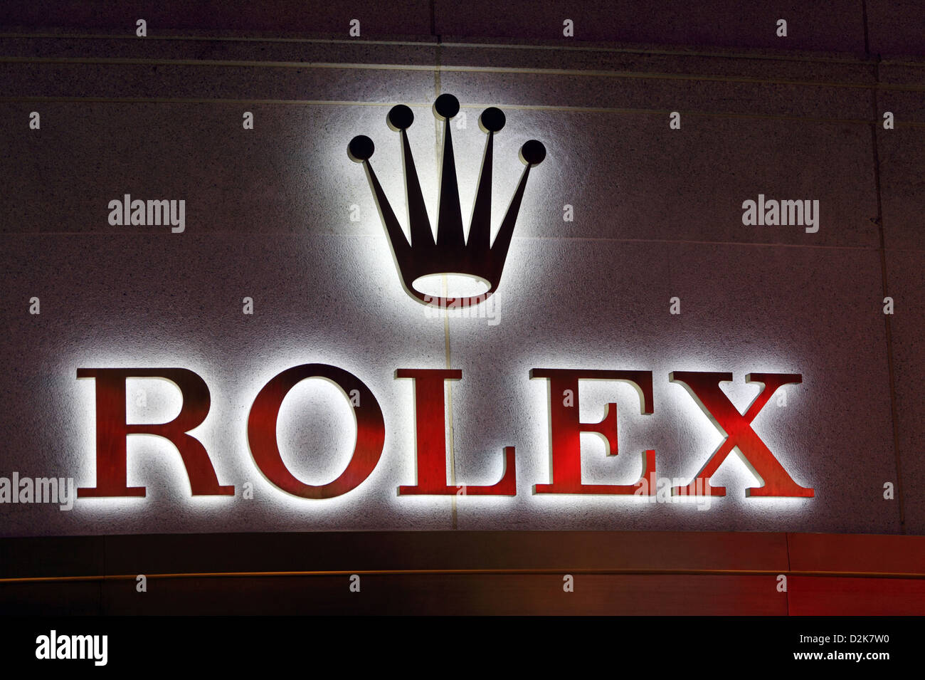 Hong Kong, Chine, l'horloger le logo Rolex Banque D'Images