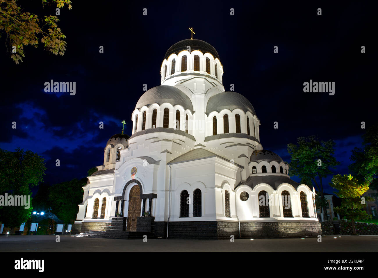 La cathédrale Alexandre Nevsky à Kiev, Ukraine, la nuit Banque D'Images