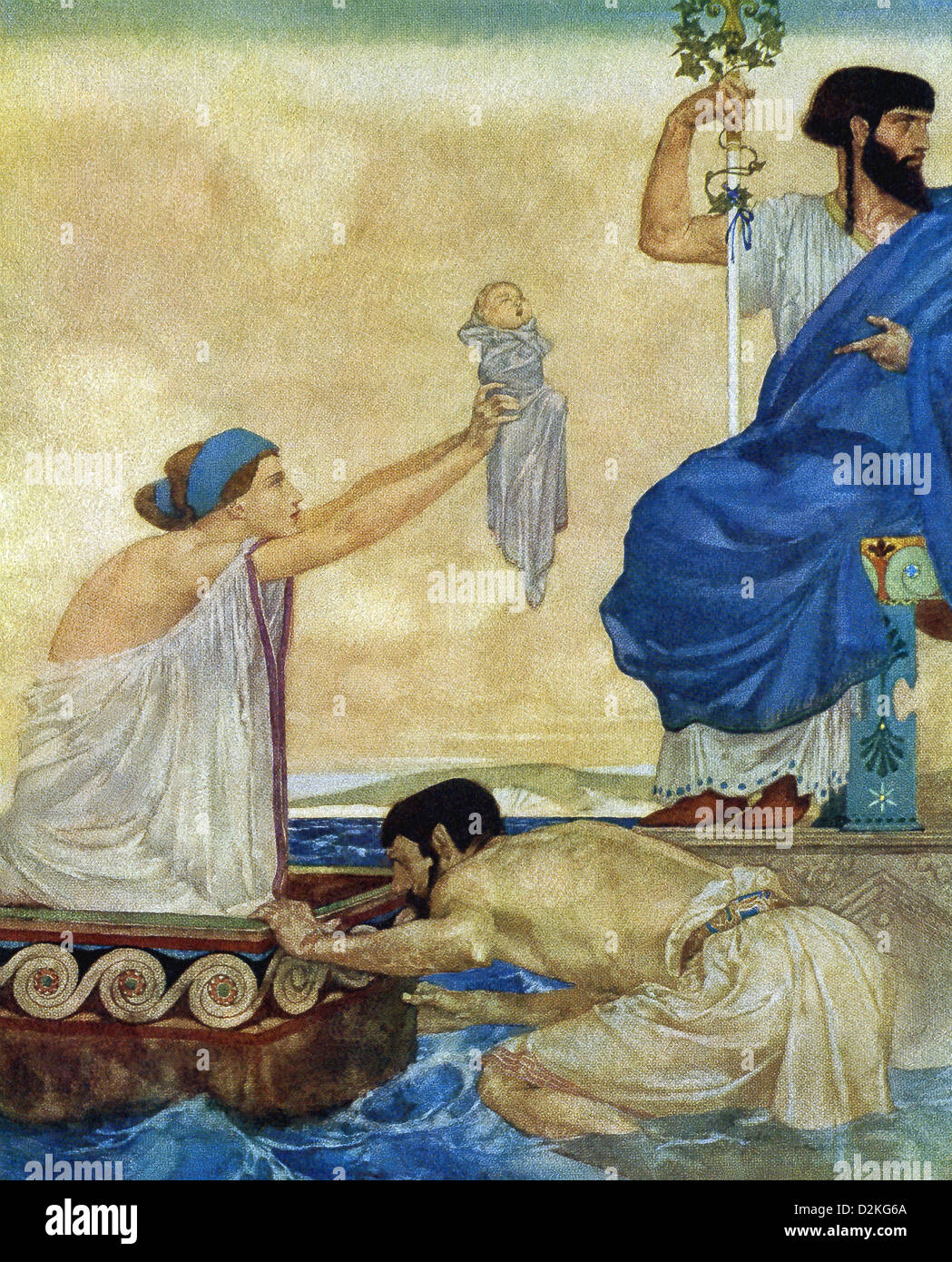 Selon la mythologie grecque, le Danae et son fils Persée avait été fixée à la dérive dans la mer dans une boîte et secouru par Dictys pêcheur. Banque D'Images