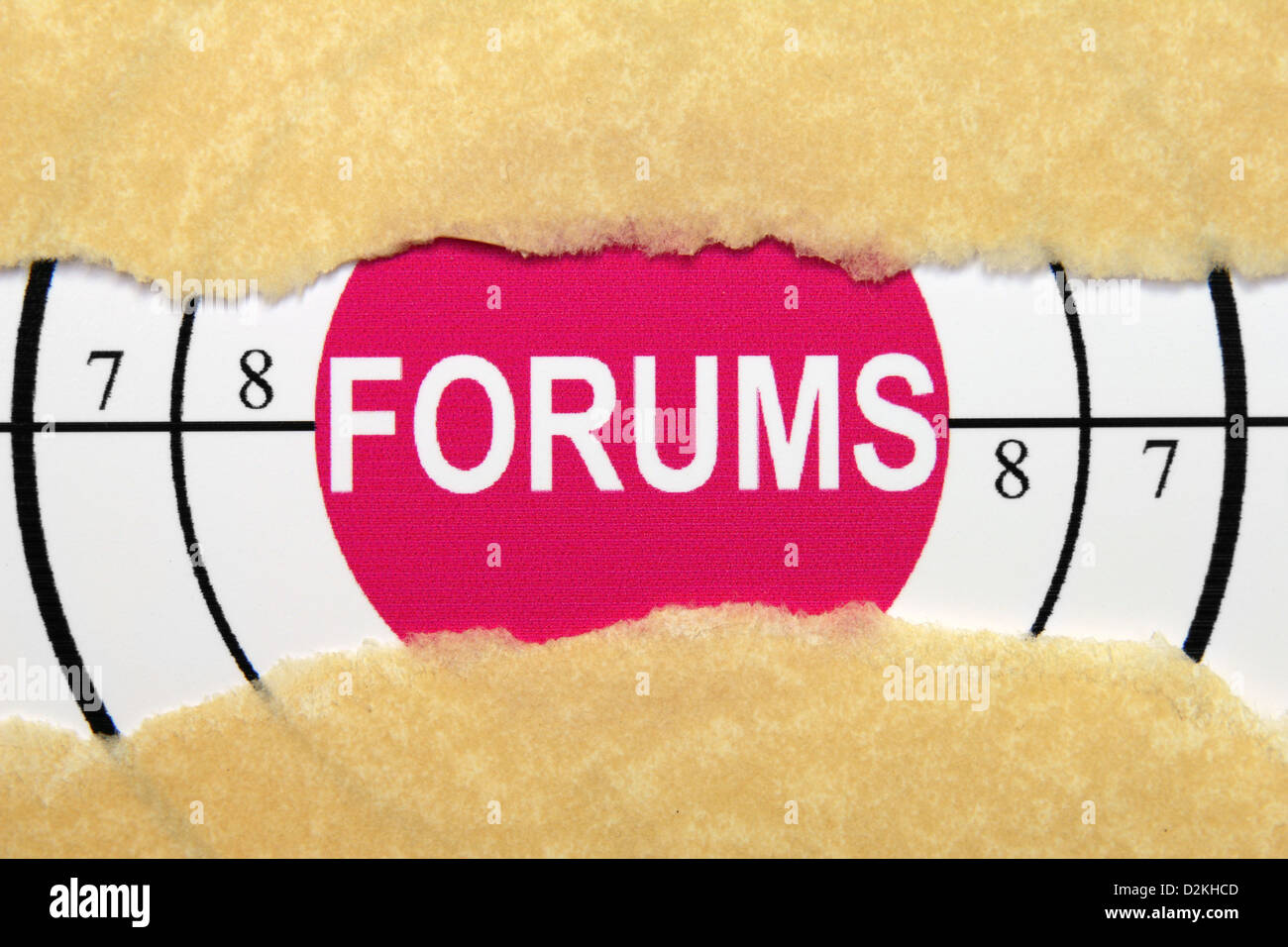Texte sur le papier Forums hole Banque D'Images