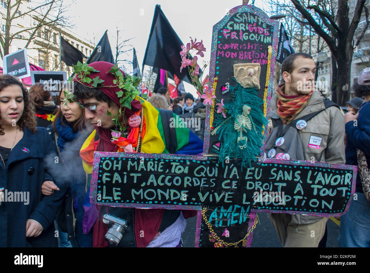 Paris, France, activisme français de la LGTB, N.G.O. Groupe, « Act Up paris », marche à l'occasion de la manifestation pro gay Marriage, gay SIDA march, militantisme art protestent Banque D'Images