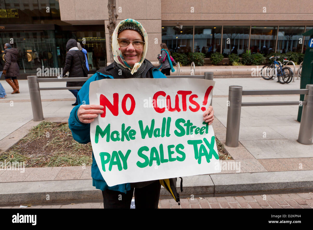 Femme qui protestent contre taxe de vente - Washington, DC USA Banque D'Images
