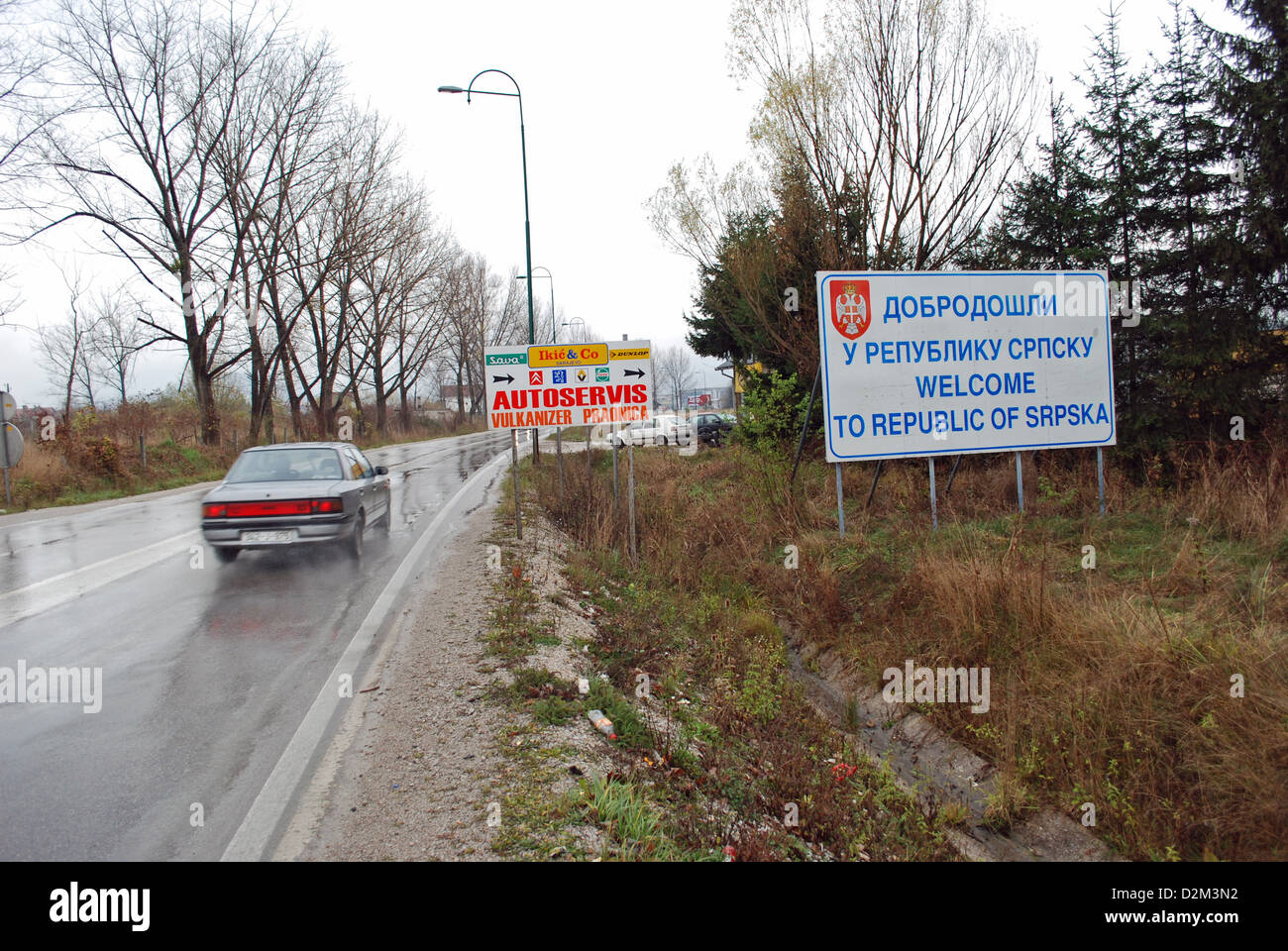 La frontière avec la République de Srpska à Sarajevo. Banque D'Images