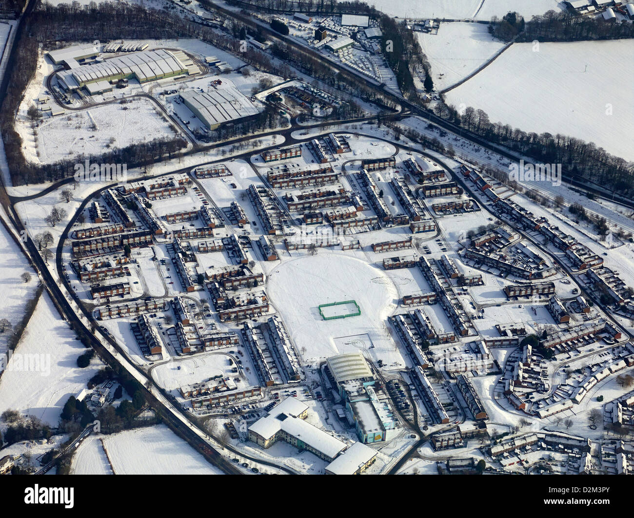 La Grande-Bretagne, congelé, Rosymedre Janvier 2013 Le Nord du Pays de Galles, de l'air. Banque D'Images