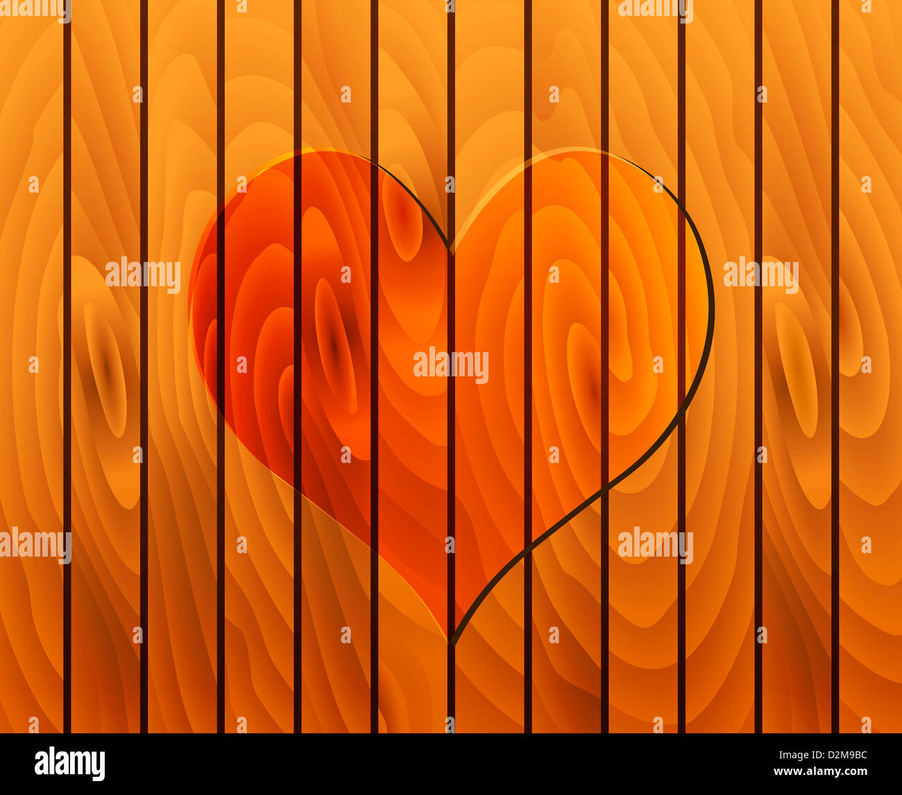 Coeur sur la texture en bois Banque D'Images