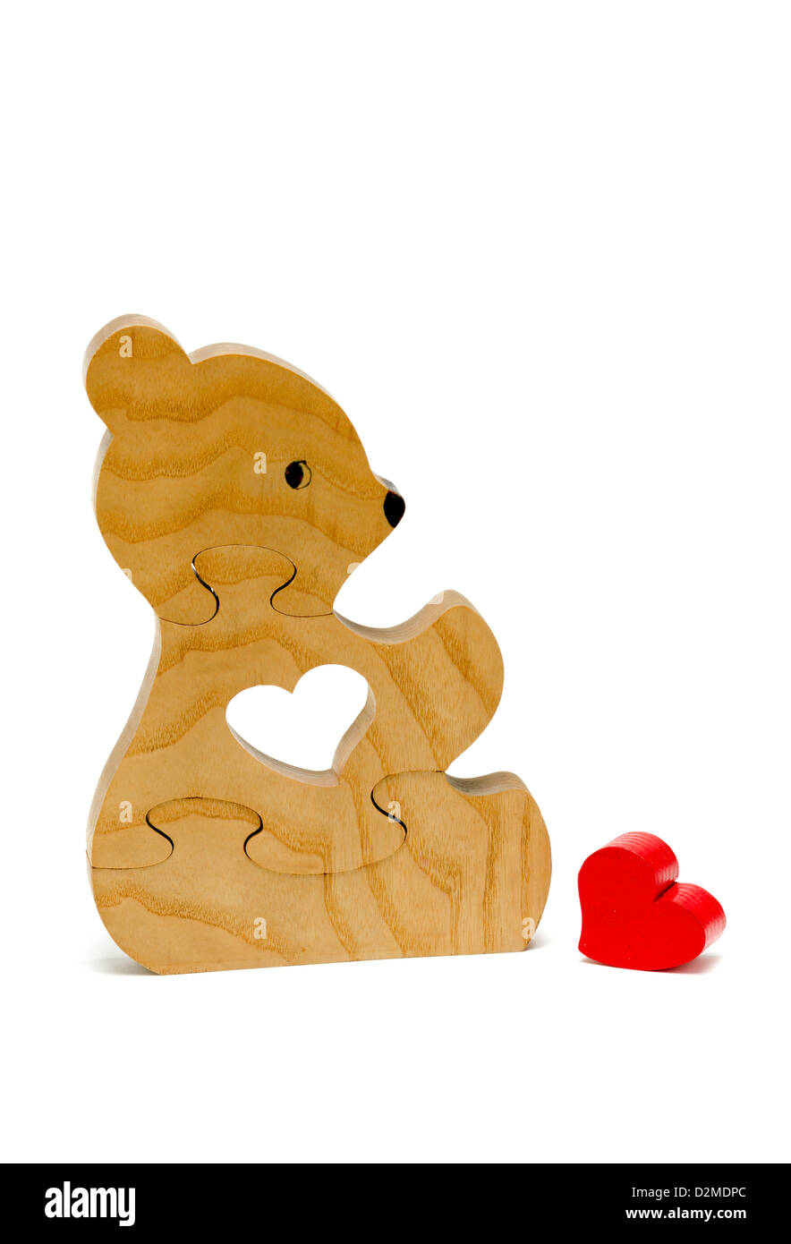 En bois fait à la main de l'ours de la Saint-Valentin Banque D'Images